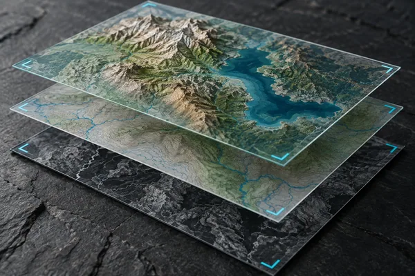 Topographic layers aligned to a common grid